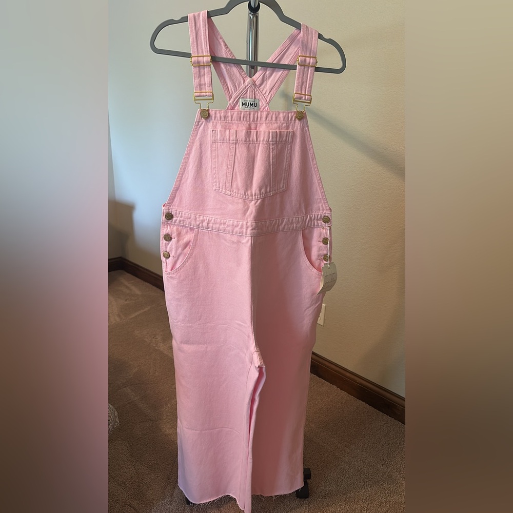 Show Me Your MuMu Pink Overalls size L. NWT